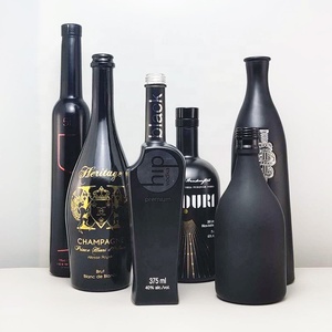 RSG Flint Hình Dạng Hình Bầu Dục Vodka Rum 250Ml 500Ml <span class=keywords><strong>Tequila</strong></span> Frost Glossy Matte Tráng 750Ml Chai Rượu Thủy Tinh Đen Whisky Tròn - Product Image 6