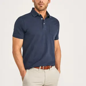 T-shirt de golf décontracté, logo personnalisé, brodé, 100% coton polyester, avec poche, promotion de luxe