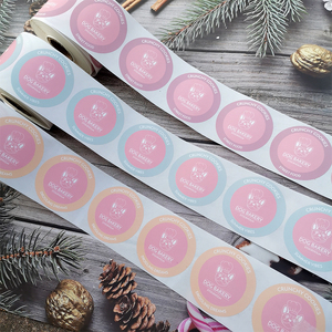 Cá nhân giá rẻ tùy chỉnh sản phẩm đóng gói Vòng Stickers dính dính không thấm nước giấy Vinyl in ấn nhãn Logo Sticker CuộN - Product Image 2