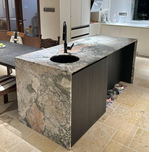 Îlot de cuisine en marbre <span class=keywords><strong>rose</strong></span> de luxe, poli, grande <span class=keywords><strong>dalle</strong></span>, pour toutes les saisons, comptoir de réception, décoration, pierre naturelle - Product Image 5