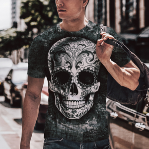 Magliette grafiche con teschio messicano per uomo e donna alla moda <span class=keywords><strong>Horror</strong></span> gotico con stampa Casual per la celebrazione del giorno della morte - Product Image 3