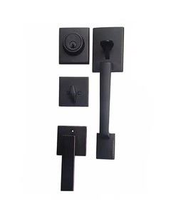 Ensembles <span class=keywords><strong>de</strong></span> poignées <span class=keywords><strong>de</strong></span> porte d'entrée sécurisées en alliage <span class=keywords><strong>de</strong></span> zinc avec <span class=keywords><strong>plaque</strong></span> carrée pour porte double - Product Image 3