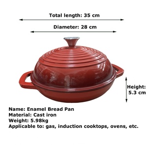 Poêle à pain et à griller émaillée personnalisée - 24/26/28 cm Poêle en fonte multifonctionnelle pour l'exportation - Product Image 2