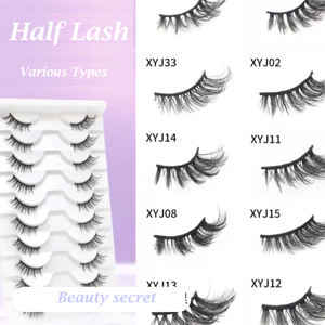 天然ミンクまつ毛コーナーハーフスタイルロングメイク3Dフェイクミンクまつげ10ペア無料サンプル長さ20mm & 25mm - Product Image 3