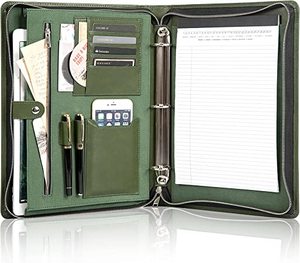 Leather Portfolio 3 Ring Binder,Vegan Leather Portfolio Binder