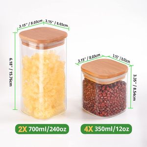 <b>Plastic</b> Rectangle Injection-Molded Kitchen Airtight Food Storage <b>Box</b> with Bamboo Lid Transparent Sealed Jar for Multigrain - Product Image 3
