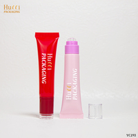 Emballages de tubes souples de luxe rouges personnalisés en gros D19 10ml-25ml pour baumes à lèvres et gloss avec applicateurs en silicone