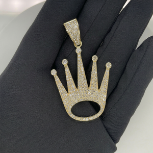 Pendentif Couronne Hip Hop de Designer en Or Massif 9 carats avec Diamants Ronds Brillants CVD de Laboratoire – Bijou Fin, Idéal Cadeau - Product Image 1
