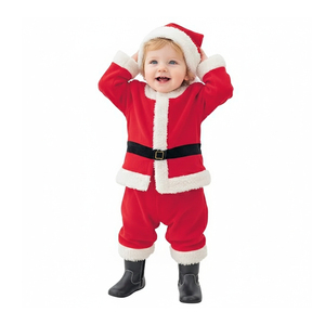Ensemble <span class=keywords><strong>de</strong></span> costume <span class=keywords><strong>de</strong></span> Père Noël pour bébé FAMA CPC CE, chapeau, ceinture, bottes, combinaison en peluche rouge, vente en gros pour enfants, faible MOQ, OEM personnalisé, nouveau design - Product Image 3