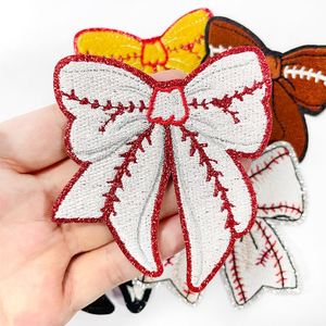 Patch thermocollant brodé à paillettes/sans paillettes, motif sportif (football, baseball), nœud rose, pour la décoration de chapeaux et de sweats à capuche - Product Image 3