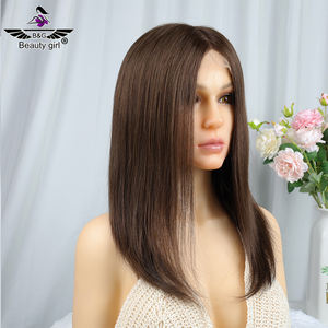 Top en soie médical fait à la main avant à noir brun clair cheveux naturels droits cuir chevelu fourrure de soie pour femme blanche - Product Image 5