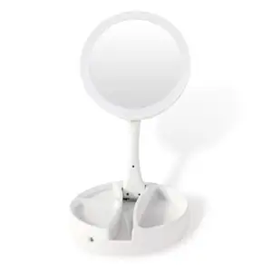 Led Fill Light Schmink spiegel mit Lampe Klapp speicher Praktische Schlafsaal Schreibtisch Top Klapp Dressing Herz spiegel für Mädchen
