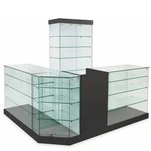 OEM/ODM sıcak satış kombinasyonu set cam kapı kolu ve tokmağı takı mağaza vitrini çerçevesiz tam görüş cam vitrin