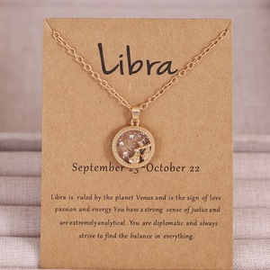 Collana con Ciondolo a Forma di Moneta Placcato Oro all'Ingrosso, Oroscopo Giorno e Notte, 12 <span class=keywords><strong>Segni</strong></span> <span class=keywords><strong>Zodiacali</strong></span>, Gioielli per Donne - Product Image 6