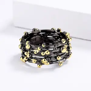 Модные уникальные ювелирные изделия KYRA01402 кольцо с черным покрытием странной формы Timbo для женщин