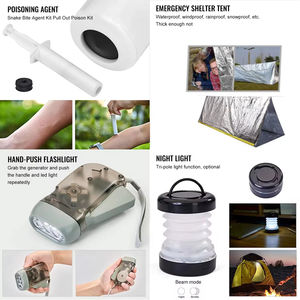 Trousse de premiers secours d'urgence de voyage personnalisée 36-en-1, outils de survie SOS pour tremblements de terre, équipement et sac de matériel de secours DIY - Product Image 3