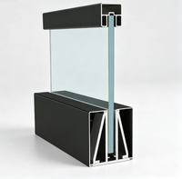 Rail de balustrade continu en aluminium noir de qualité supérieure avec base en verre pour terrasse, patio et rampe d'escalier
