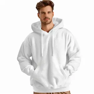 Clothing manufacturers custom towel fabric terry cloth 100% cotton white pullover hoodies