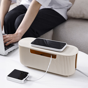 Caja organizadora de cables, tipo rectangular, para almacenamiento de regletas de alimentación con tapa para gestión de cables de escritorio - Product Image 3