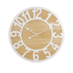ART NEST Oldtown Farmhouse Rustic Industrial Style Black Metal and Wood <b>Large</b> Noiseless Wall <b>Clock</b> - Product Image 4