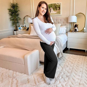 <span class=keywords><strong>Pantalon</strong></span> large d'été léger pour femmes enceintes avec soutien abdominal intégré Vêtements de maternité - Product Image 5