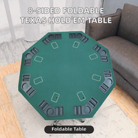 Table de poker Texas Hold'em pliable à 8 côtés, fournie par l'usine, avec rail rembourré, porte-gobelets, style américain classique, en bois, pour la maison