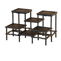 Support à plantes sur pied en résine à trois niveaux, durable, style chinois, pour intérieur, présentoir décoratif pour pots de succulentes