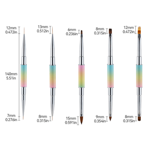Lot de 5 brosses à ongles double embout, dégradé pastel, prise en main facile, multi-usages, personnalisables, vente en gros, outils de manucure pour salon, peinture au gel - Product Image 3