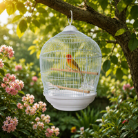 Vente en gros de cages à oiseaux rondes blanches personnalisées 48*68cm en plastique et en fer, écologiques, classiques, pour l'élevage des perroquets et des canaris