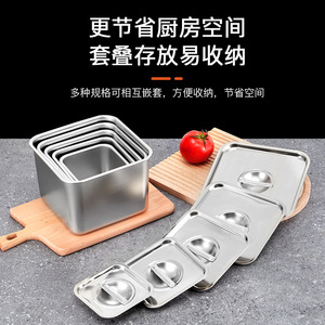 Stainless Steel <b>Square</b> Storage Box With Flip Top Lid For Kitchen Seasoning Containers - Product Image 3