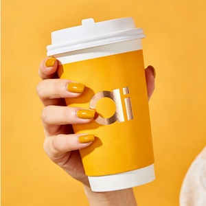 Vasos de papel desechables para café con impresión personalizada, 12 oz, doble pared, aislados, para bebidas calientes, para cafetería, solución de empaque integral, al por mayor - Product Image 5