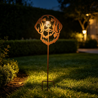 Piquet de jardin rustique en métal peint à la main en forme de tête de chien, pour décoration extérieure de pelouse et de patio, fourni par l'usine