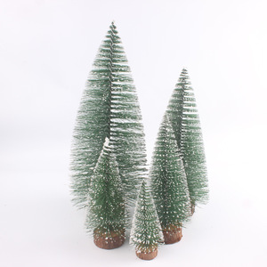 Mini <span class=keywords><strong>sapin</strong></span> de Noël artificiel en forme de brosse à bouteille avec base en bois, petite décoration de table pour la maison, cadeau, fournisseur - Product Image 3