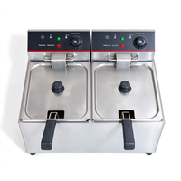 Friteuse électrique professionnelle à double cuve, 2 paniers, 6L, en acier inoxydable, avec contrôle de température, pour la restauration