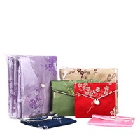 Recyclable Petit Satin Soie Brocart Broderie Bijoux Pochette Sac Style Chinois avec Bouton pour Écologique Emballage Cadeau