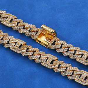 Chaîne cubaine en moissanite ovale fendue style hip-hop urbain, sertie de griffes, en argent S925 plaqué or lourd, effet glacé, pour fournisseurs B2B et ODM - Product Image 5