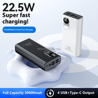 Batterie externe haute capacité 30000 mAh à succès avec quatre sorties USB Type-C, charge rapide PD 22,5 W et affichage LED