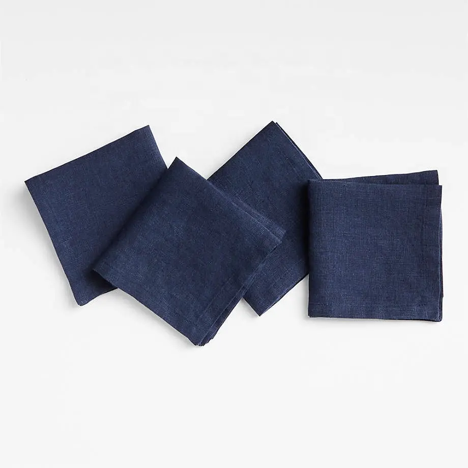 Blank Navy Blue Linen Cocktail Napkins Table Pad and Cleaning Mouth Cloth Multipurpose Table Napkin