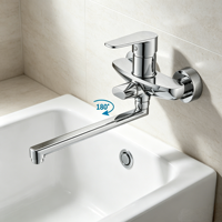 Robinet de salle de bain moderne à poignée unique, mural, rotatif, en alliage de zinc, avec noyau en céramique, adapté aux hôtels et appartements