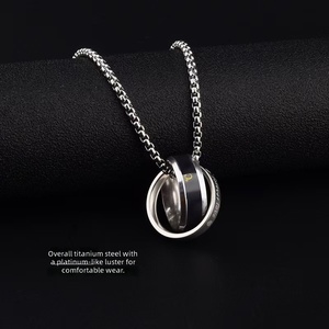 Ineinandergreifende <span class=keywords><strong>Ring</strong></span>-Halskette aus Titanstahl, Unisex-Anhänger, Hip-Hop-Halskette, Luxus-Design, Verbundene <span class=keywords><strong>Ring</strong></span>-Halskette - Product Image 3