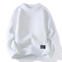 Pull en maille pour homme, col rond, coupe ajustée, style rétro, en mélange de poils de lapin épaissi, chaud, pour un usage quotidien décontracté