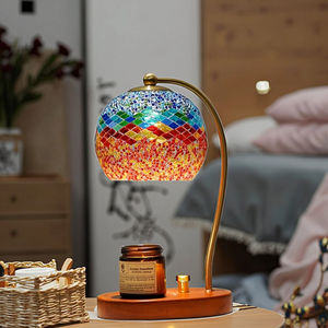 Beeman elegante diseño marroquí calentador de cera lámpara colorida mesa de cristal <span class=keywords><strong>Base</strong></span> de madera aromaterapia vela calentador para decoración del hogar dormitorio - Product Image 5