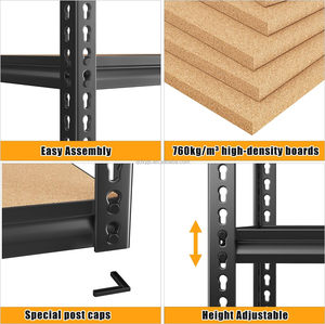Estante de esquina de acero galvanizado de 1800MM de alta resistencia, tablero de MDF de 5 niveles, estantería de Metal sin PERNOS/remaches, estantes apilables para garaje - Product Image 6