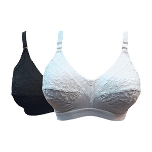 Everyday Cotton <b>Bra</b> Set With Padded Cups Lace Detail And Matching Panties In 100% Cotton For Women Seeking Natural Comfort - Product Image 1