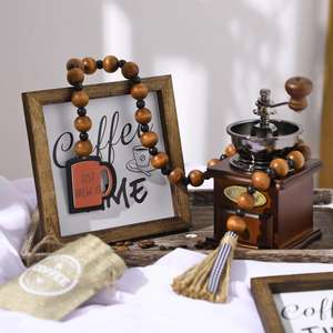 Guirnalda de cuentas de madera rústica personalizada con borla para cafetería y decoración de bandeja escalonada de granja - Product Image 3