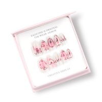 24 piezas de uñas postizas de China / uñas postizas de lujo de China, uñas postizas al por mayor para mujer, uñas postizas magnéticas en caja.