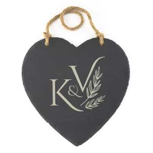 Tablero de menú y aviso de pizarra colgante de corazón grande grabado personalizado - Product Image 3