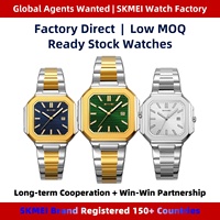 Montre Homme SKMEI 9398 Élégante Carrée à Quartz, Style Affaires, Étanche, Lumineuse, Analogique, en Acier Inoxydable, pour Couple