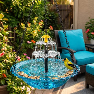 Fontaine solaire suspendue en cascade pour oiseaux, en plastique bleu, 110 V, pour jardin extérieur - Product Image 1