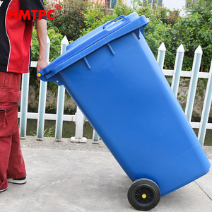 Hmtpc 240L Outdoor <b>Plastic</b> Trash Can With Lid And <b>Wheels</b> For Streets And Residential Areas - Product Image 1